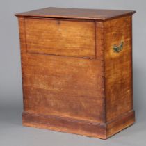 A 19th Century rectangular camphor trunk with hinged lid and fall front, with brass carrying handles