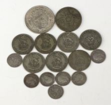 A 1918 silver florin, 7 silver threepences and other silver coinage, 73 grams