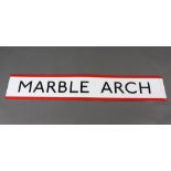 J Burton and Sons, a rectangular red, black and white enamelled sign - Marble Arch, the reverse