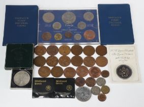 A Festival of Britain crown, various crowns and coinage