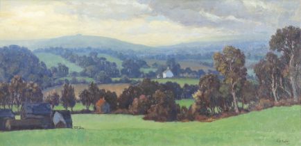 C.F.Taylor, 20th Century oil on canvas "Across The Weald, View From Sharpenhurst", signed and