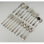 Seven silver pastry forks and a quantity of silver flatware, 409 grams