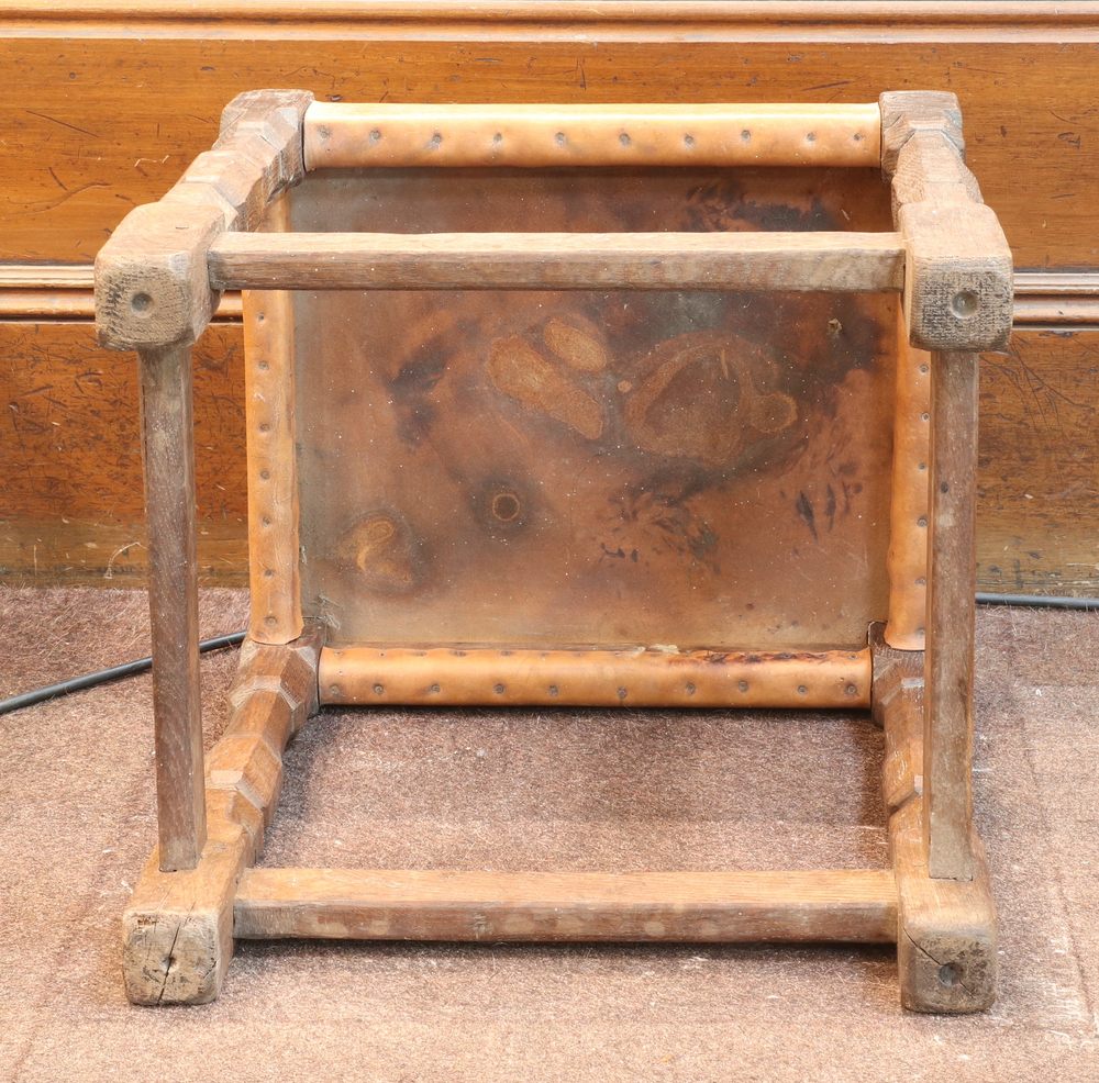 Robert "Mouseman" Thompson of Kilburn, a pair of oak stools, raised on octagonal turned and block - Image 7 of 16