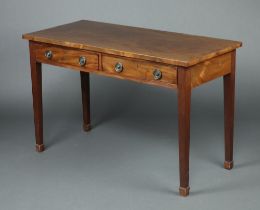 A 19th Century mahogany side table fitted 2 drawers with ring handles, raised on square tapered