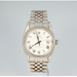 A gentleman's steel cased Rolex Oyster perpetual datejust wrist watch contained in 35mm case with