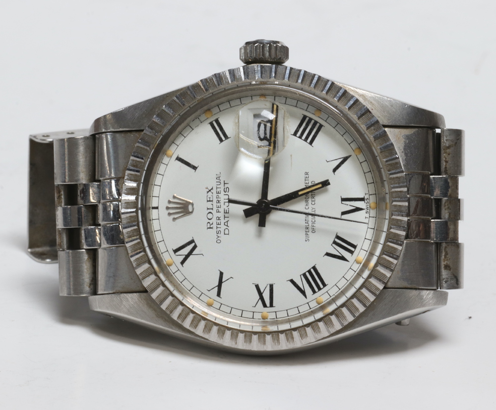 A gentleman's steel cased Rolex Oyster perpetual datejust wrist watch contained in 35mm case with - Image 6 of 7