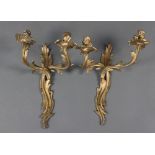 A pair of Rococo style gilt metal twin light wall light brackets 39cm x 30cm