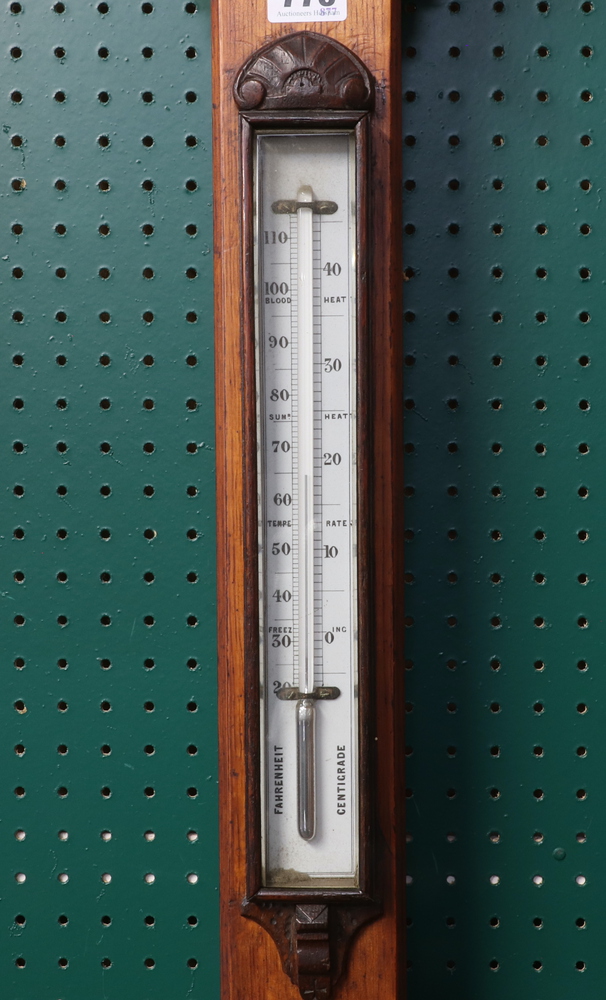 J H Steward, 406, 66 Strand, 54 Cornhill London, a Victorian mercury stick barometer and thermometer - Image 3 of 5