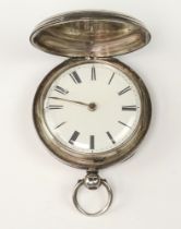 Jos. Mansfield of Shaftesbury, a fusee key wind open faced fob watch with enamelled dial and Roman