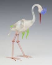 A Venetian? glass blown figure of a standing stork 26cm