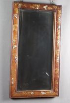A 1930's rectangular bevelled plate mirror contained in a lacquered chinoiserie frame 69cm h x