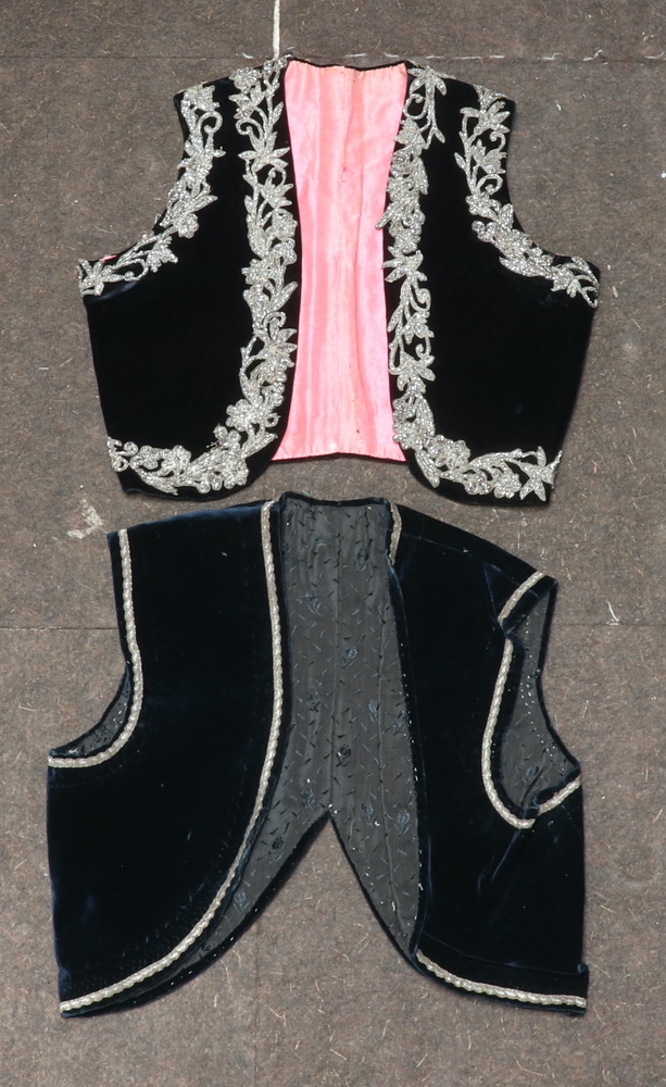 A quantity of various 19th Century and later costumes comprising black silk minstrels costume with - Image 12 of 21