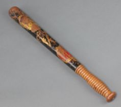 A Victorian painted police truncheon with crown and Royal Cypher Some paint loss
