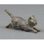 An Austrian cold painted bronze figure of a running cat (unmarked) 1cm x 4cm