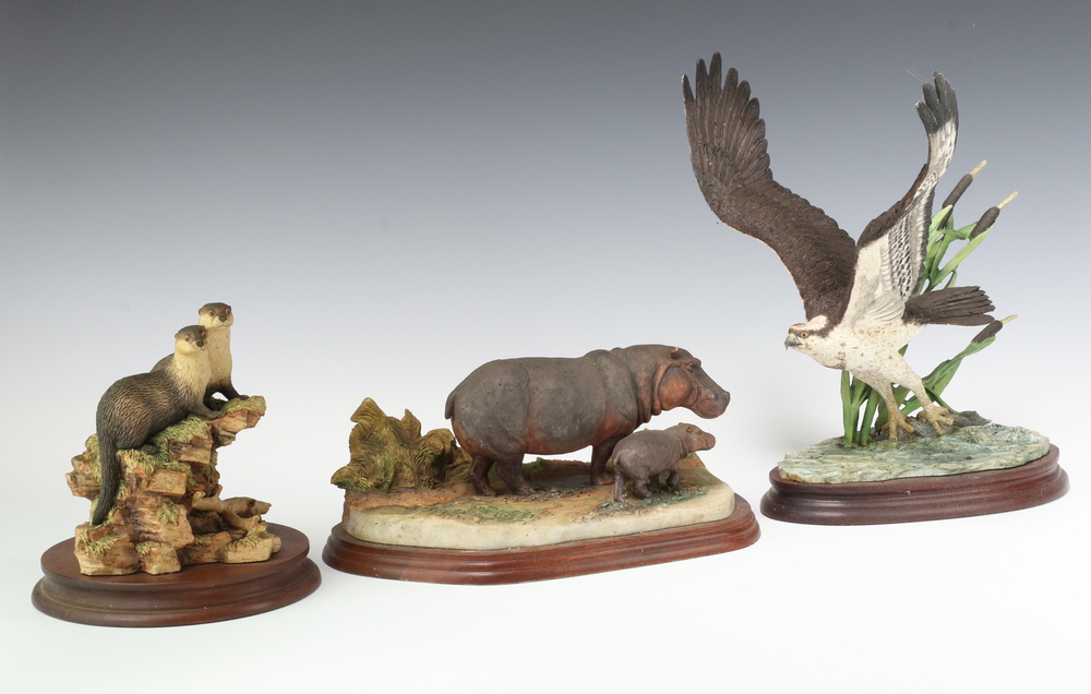 A Border Society Fine Art figure "Together Again" 14cm on a wooden base, ditto "Osprey" B0987 28cm