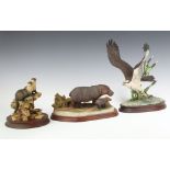 A Border Society Fine Art figure "Together Again" 14cm on a wooden base, ditto "Osprey" B0987 28cm
