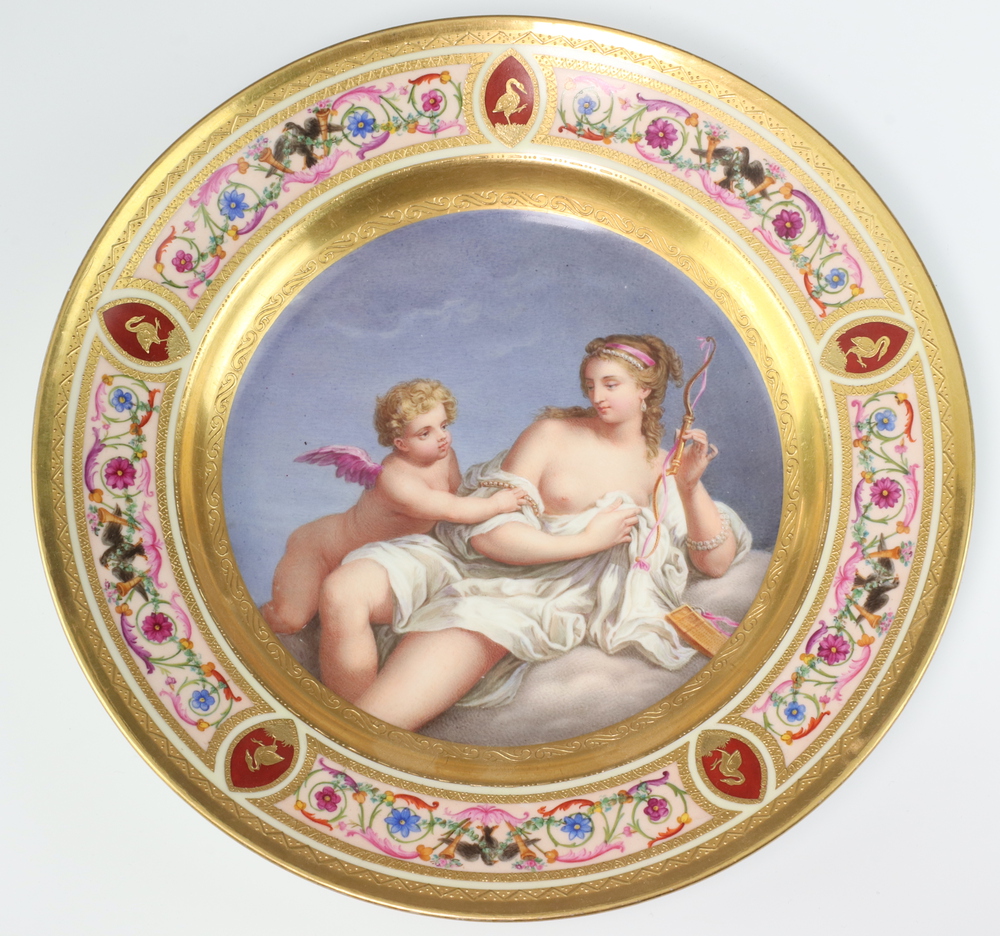 A 19th Century Austrian porcelain plate decorated classical figures the reverse marked Airo and