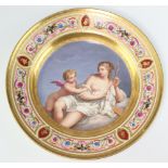 A 19th Century Austrian porcelain plate decorated classical figures the reverse marked Airo and