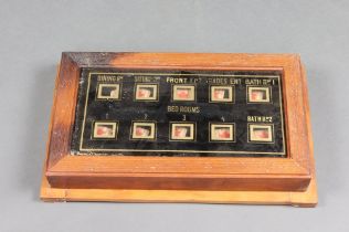 A 1930's ten aperture servants bell indicator board - dining room, sitting room, front entrance,
