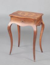 A 19th Century inlaid Kingwood work/dressing table of serpentine outline with hinged lid, raised