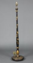 A 1930's black lacquered chinoiserie style standard lamp 153cm h This lamp has failed an