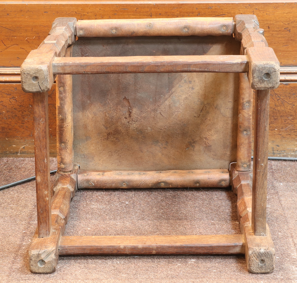 Robert "Mouseman" Thompson of Kilburn, a pair of oak stools, raised on octagonal turned and block - Image 14 of 16