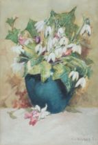 Noel Laura Nisbet (British 1887-1956), watercolour, study of flowers in a vase, signed bottom