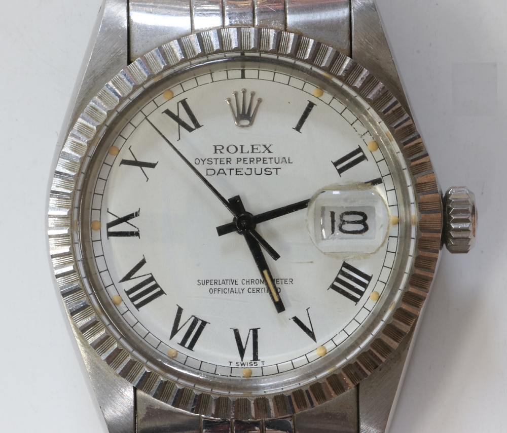 A gentleman's steel cased Rolex Oyster perpetual datejust wrist watch contained in 35mm case with - Image 2 of 7