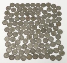 A quantity of pre-1947 shillings, 639 grams
