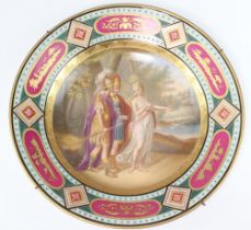 A Vienna porcelain plate decorated classical scene, the reverse with beehive marked 25cm