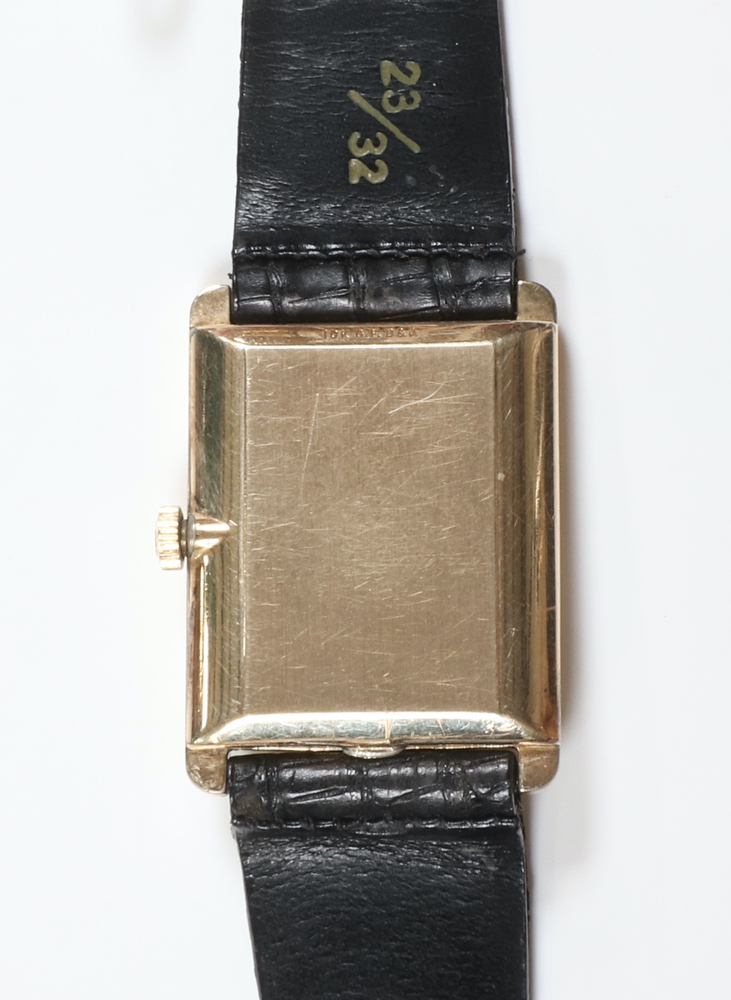 Omega, a gentleman's rectangular wristwatch, the dial with Roman numerals marked Omega, 17 jewel 625 - Image 2 of 2