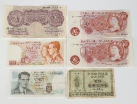 Three 10 shilling notes together with 2 other bank notes