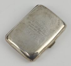 Of Royal Flying Corps interest, a silver cigarette case engraved to C Middleton on his 21st Birthday