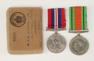 A pair of Second World medals - British War medal and Defence medal with original postage box