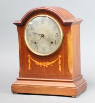 Ansonia, an Edwardian 8 day striking mantel clock with 15cm silvered dial, Arabic numerals contained