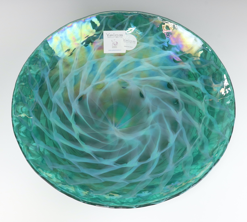 Yalos Murano, a green Art Glass bowl 48cm