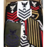 A large collection of American Naval cloth insignia