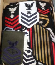 A large collection of American Naval cloth insignia