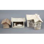 Three Chinese terracotta models of buildings 25cm