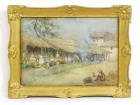 I. M. Cadell, Early 20th century, Watercolour, A view of a street bazaar in Indian Benares. Signed