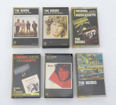 Six music cassette tapes, The Doors , comprising the albums 'Waiting For The Sun', 'Morrison