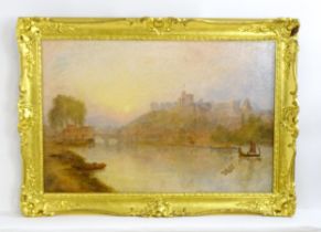 Richard Elmore (1818-1898), English School, Oil on canvas, Windsor Castle from the River Thames at