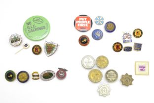 Trade Union Interest: a quantity of assorted badges, pins, etc. to include the Amalgamated Carters &