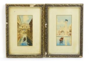 20th century, Italian School, Watercolours, A pair of Venetian scenes to include The Bridge of
