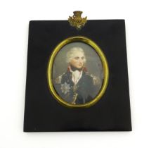 An early 20thC watercolour portrait miniature depicting Lord Horatio Nelson. Signed Cosway lower