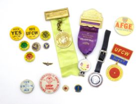 Trade Union Interest: a quantity of assorted badges, pins, etc. to include Glass Bottle Blowers
