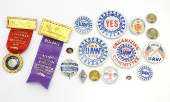Trade Union Interest: a quantity of assorted badges, pins, etc. to include Brotherhood of Railway
