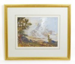 Cecil Arthur Hunt (1873-1965), Watercolour, Matterhorn from Scafell Alps. Signed lower left and