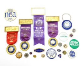 Trade Union Interest: a quantity of assorted badges, pins, etc. to include conference medals for IEU