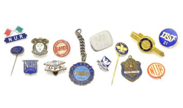 Trade Union Interest: a quantity of assorted badges, pins, etc. to include a silver gilt IRSF 21